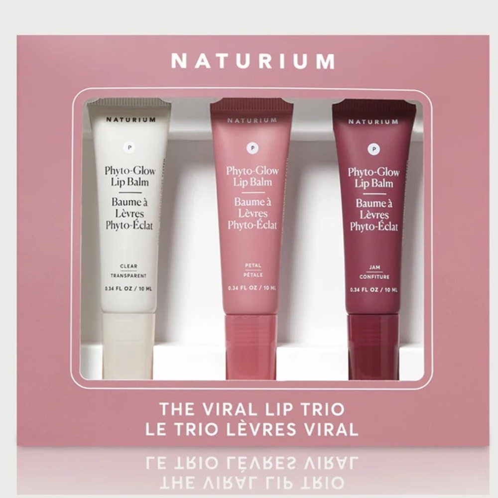 NATURIUM The Viral Lip Trio Phyto-Glow Lip Balm - Clear, Petal & Jam